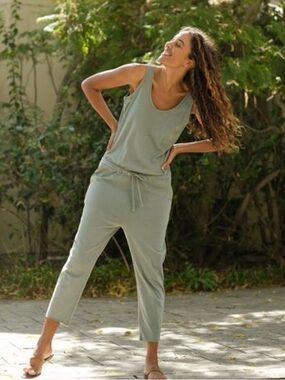 FRANK & EILEEN | Tank Jumpsuit in Sage 100% Cotton | S